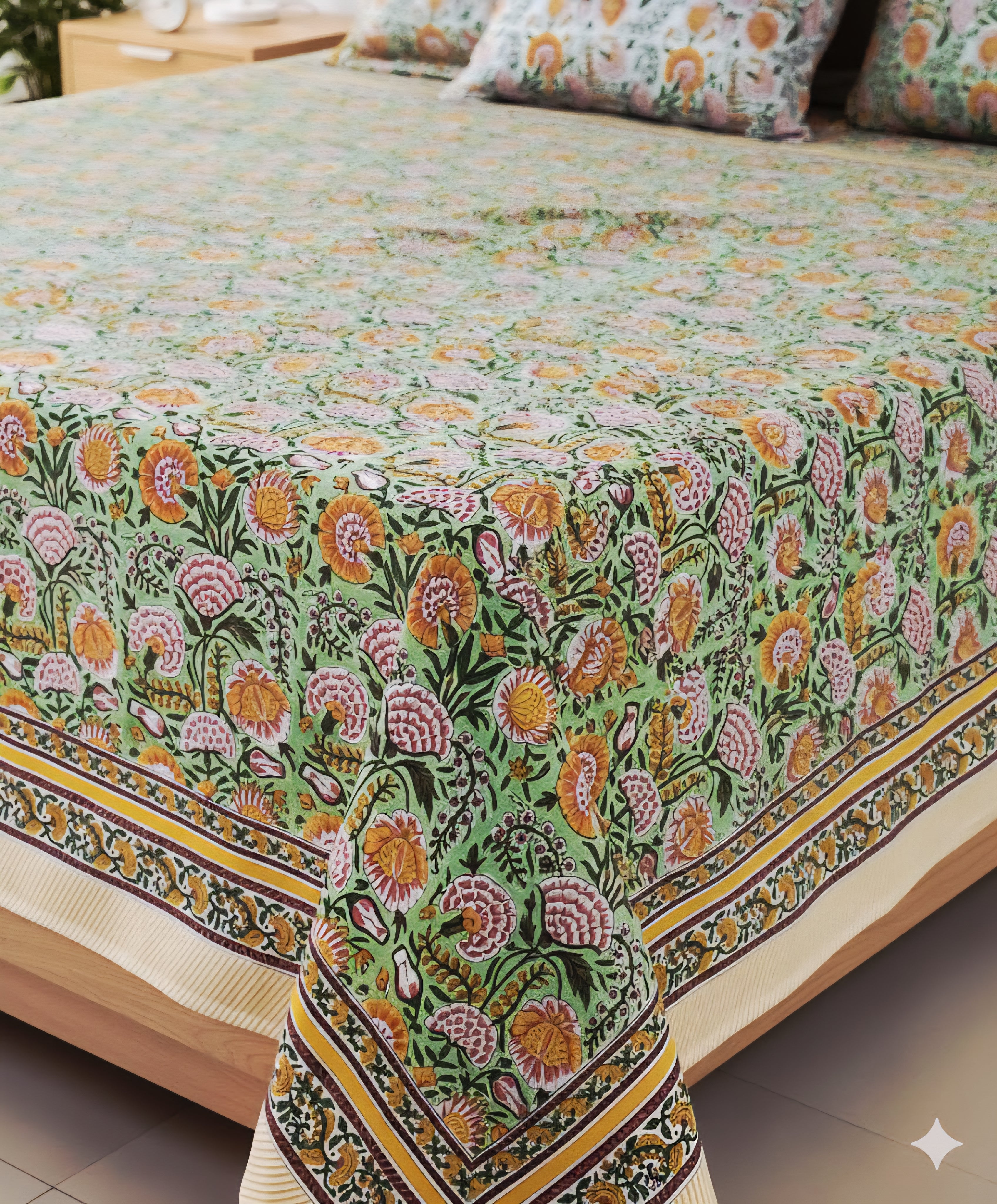 Premium Handblock Bedsheets with Pillow Covers